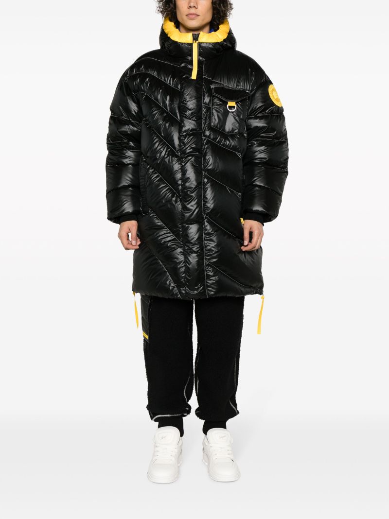 X Pyer Moss Black Wave Parka 001 Hooded Quilted Coat