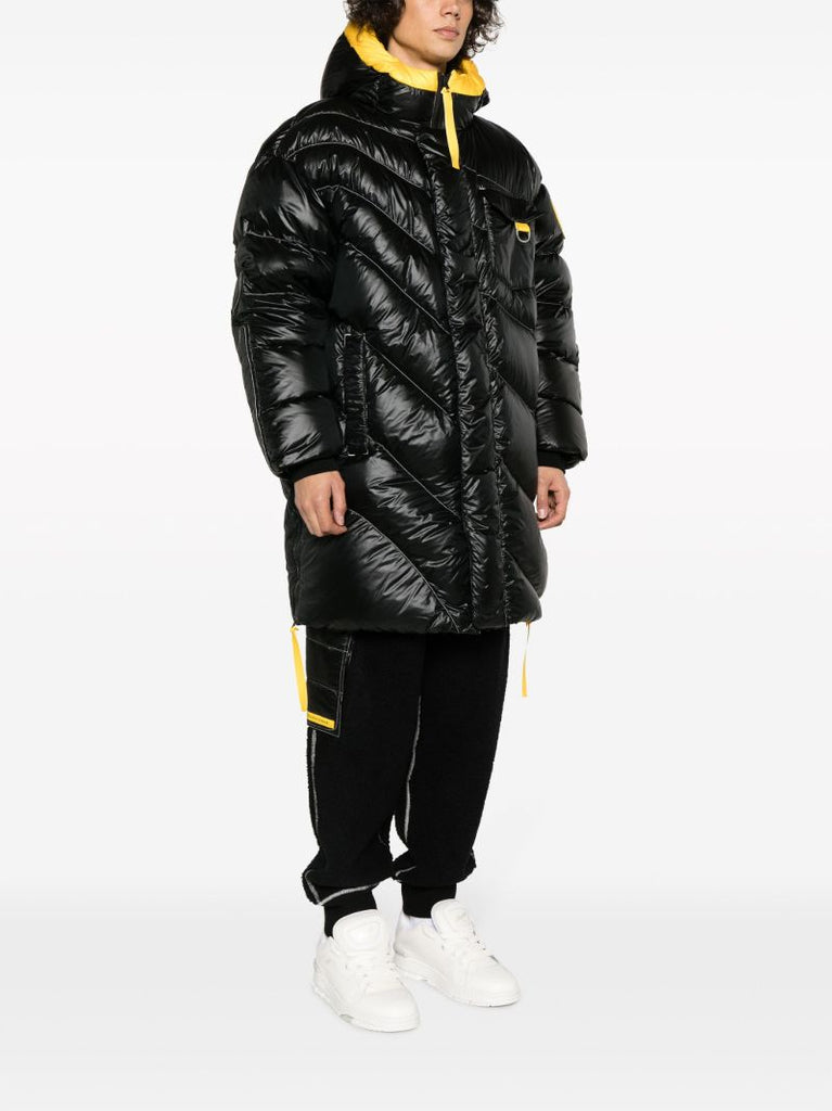 X Pyer Moss Black Wave Parka 001 Hooded Quilted Coat