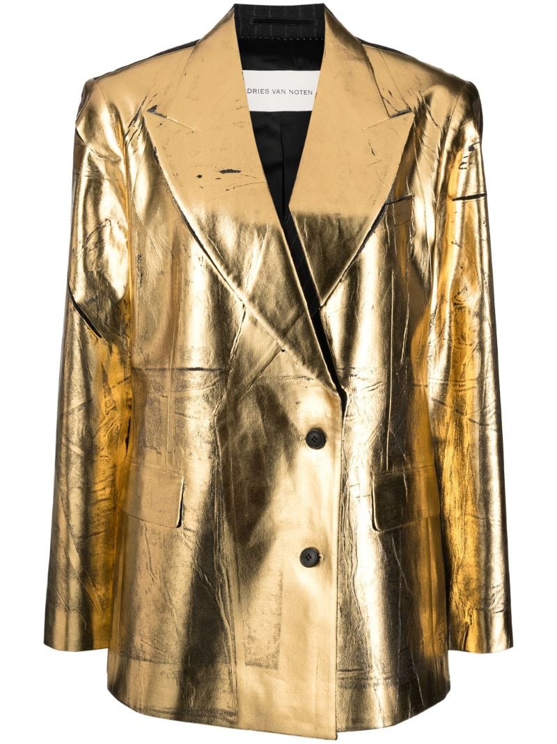 Gold Double-breasted Wool Blazer
