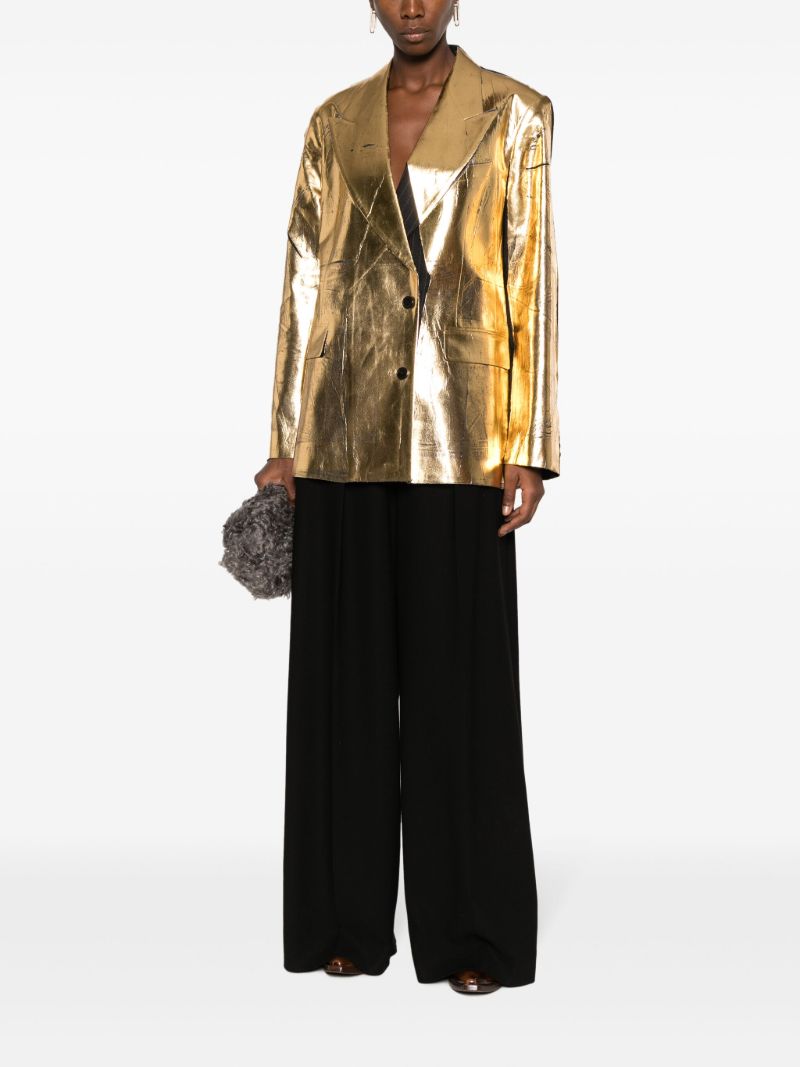 Gold Double-breasted Wool Blazer
