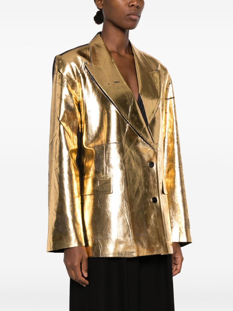Gold Double-breasted Wool Blazer