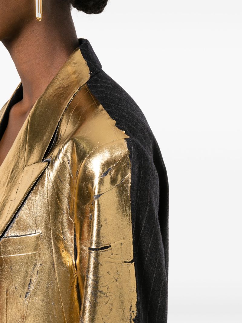 Gold Double-breasted Wool Blazer