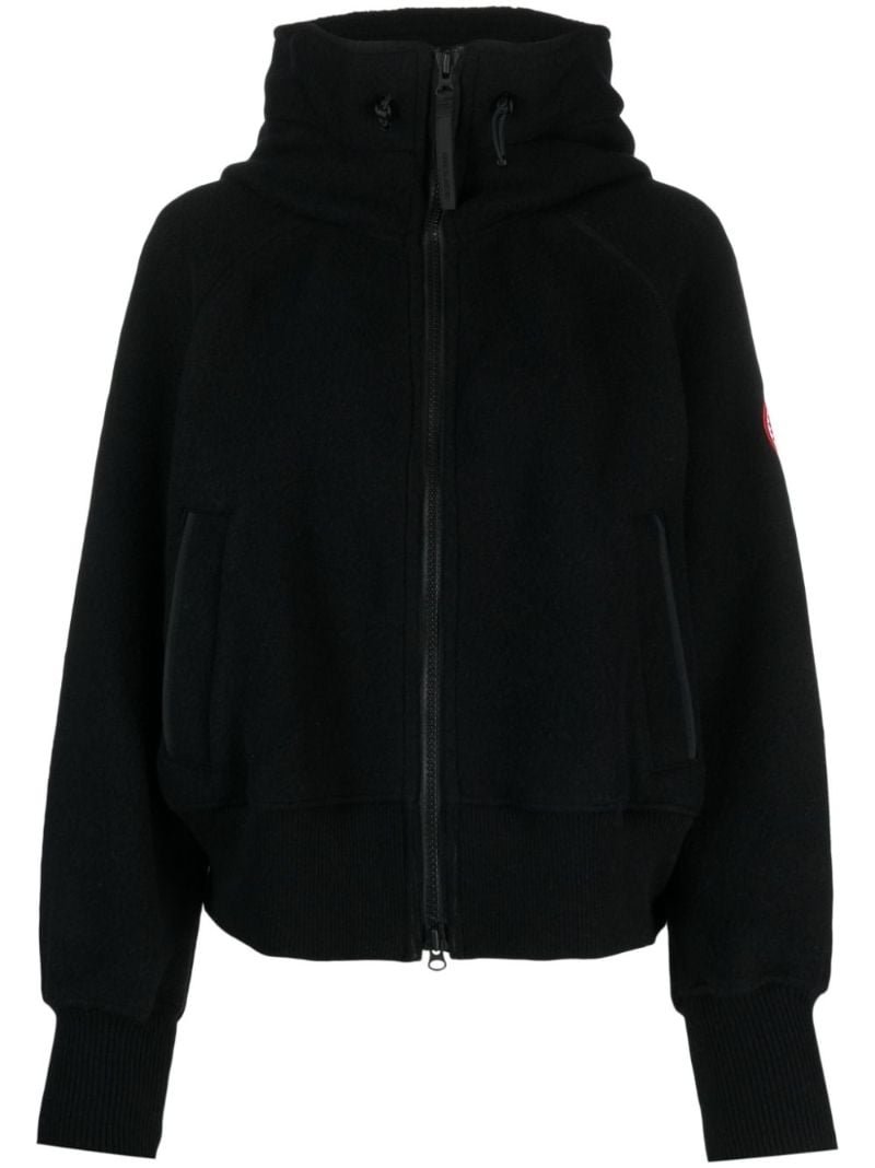 Black Logo-applique Hooded Jacket