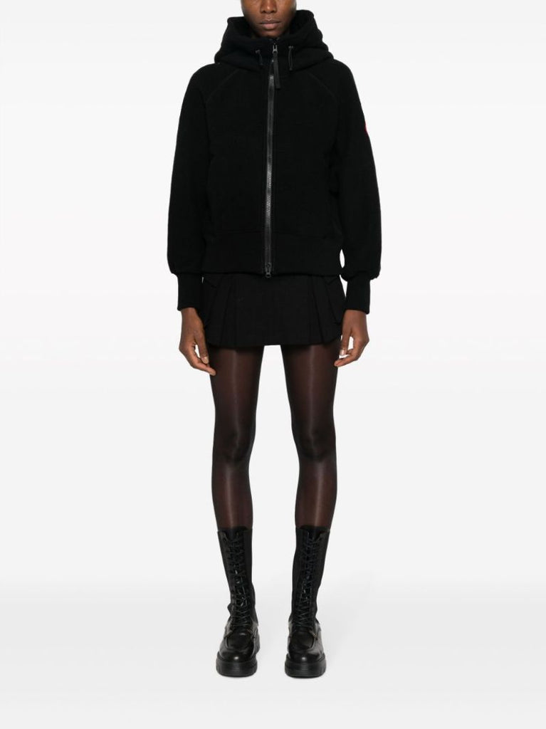 Black Logo-applique Hooded Jacket