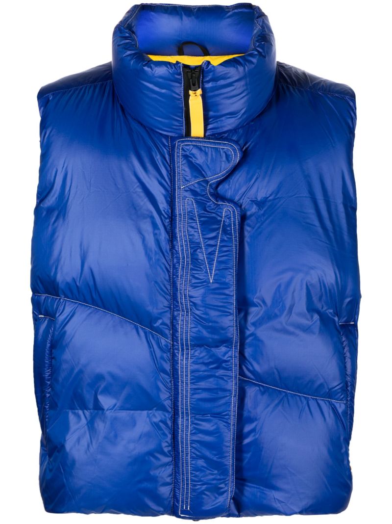 X Pyer Moss Blue Cg Disc Vest 001 Quilted Gilet