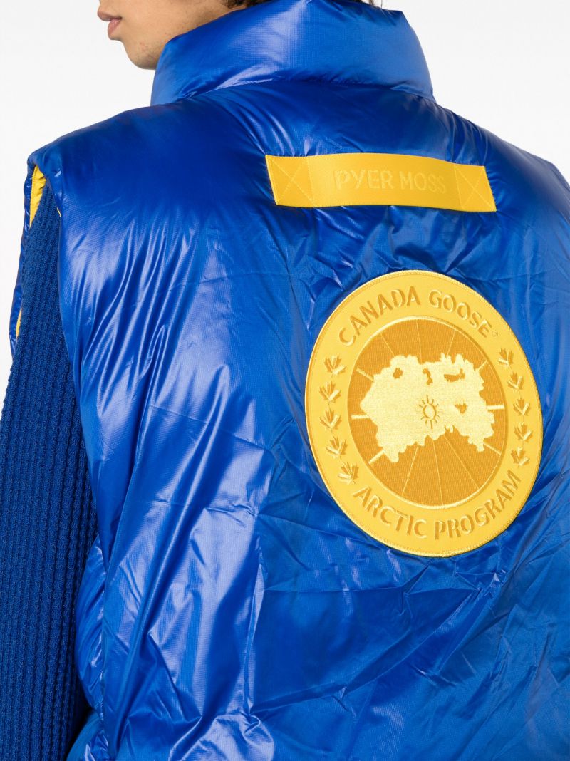 X Pyer Moss Blue Cg Disc Vest 001 Quilted Gilet