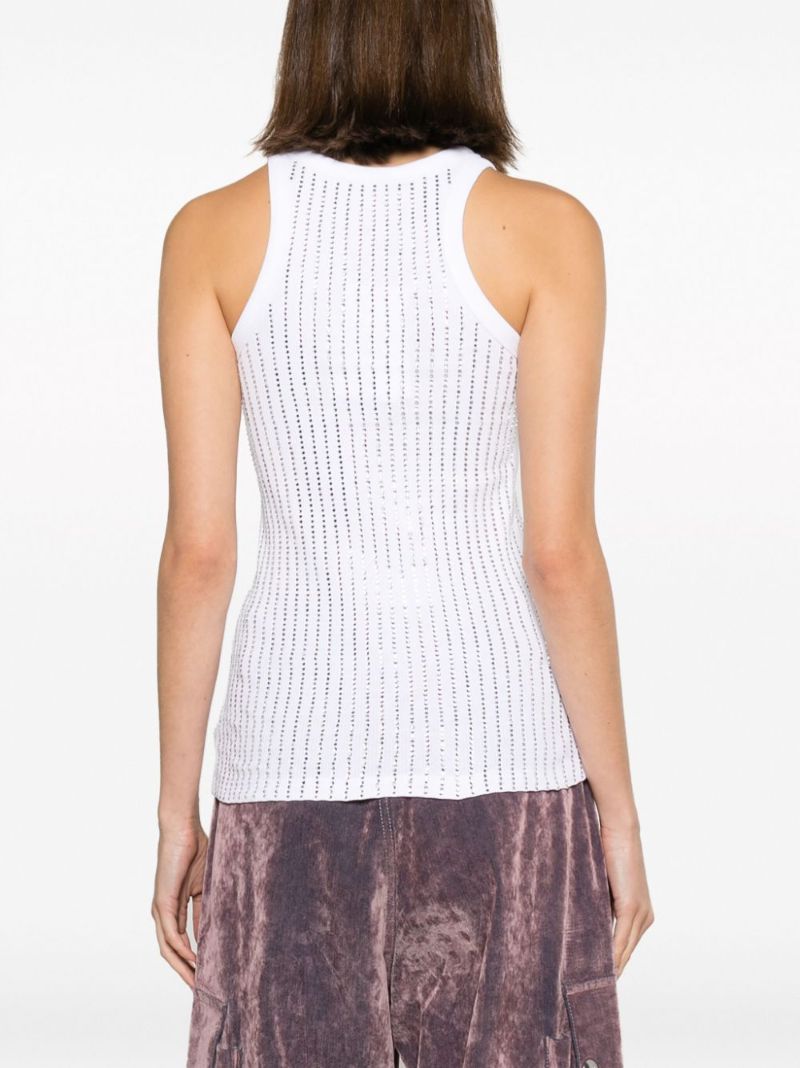 White Crystal Cotton Tank Top