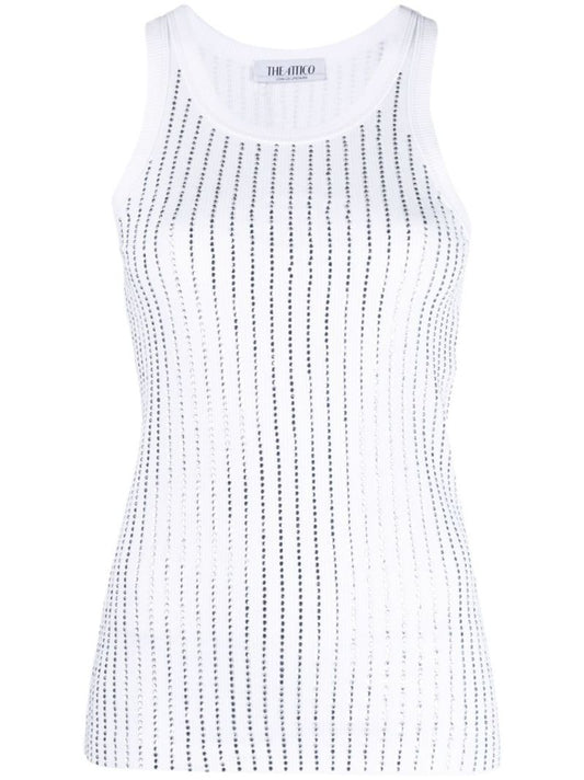 White Crystal Cotton Tank Top