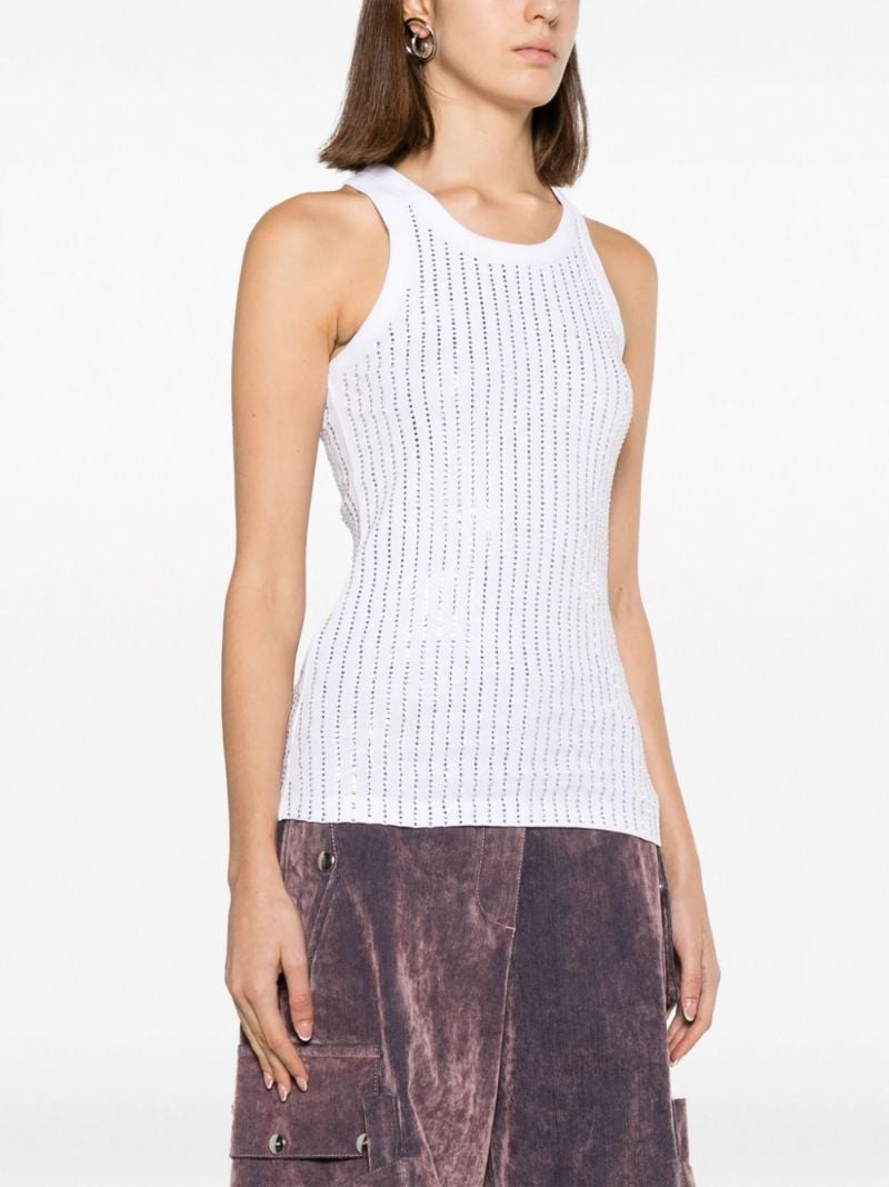 White Crystal Cotton Tank Top