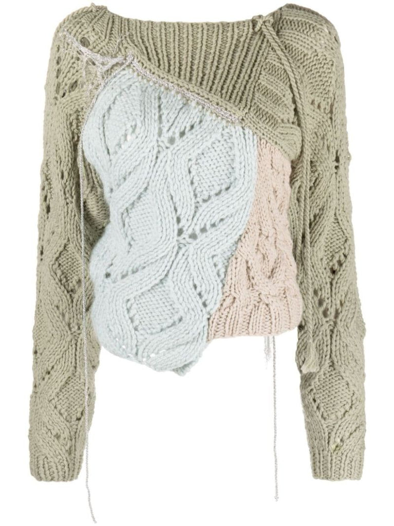 Green Toula Patchwork Wool Sweater