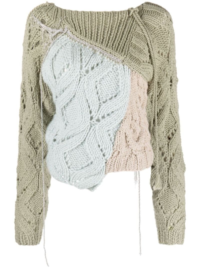 Green Toula Patchwork Wool Sweater
