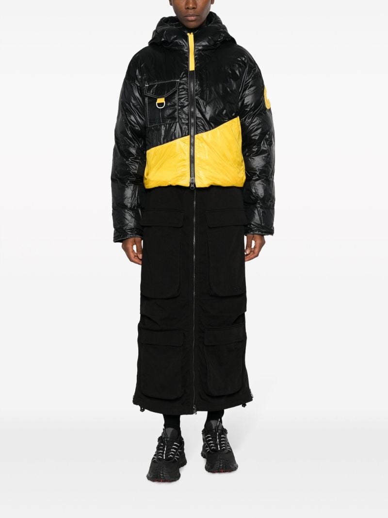 X Pyer Moss Black Crop Wave Puffer 001 Hooded Quilted Jacket
