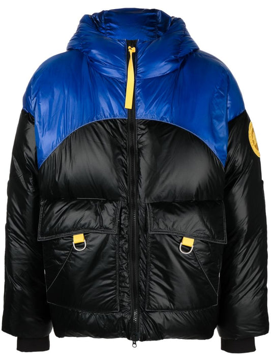 X Pyer Moss Black Cg Disc Puffer 001 Hooded Quilted Jacket