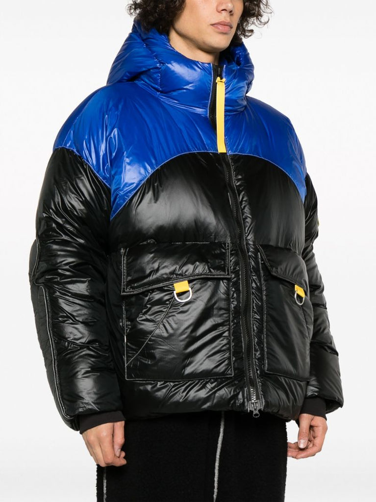 X Pyer Moss Black Cg Disc Puffer 001 Hooded Quilted Jacket