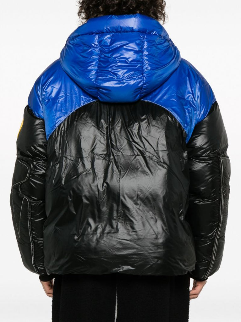 X Pyer Moss Black Cg Disc Puffer 001 Hooded Quilted Jacket