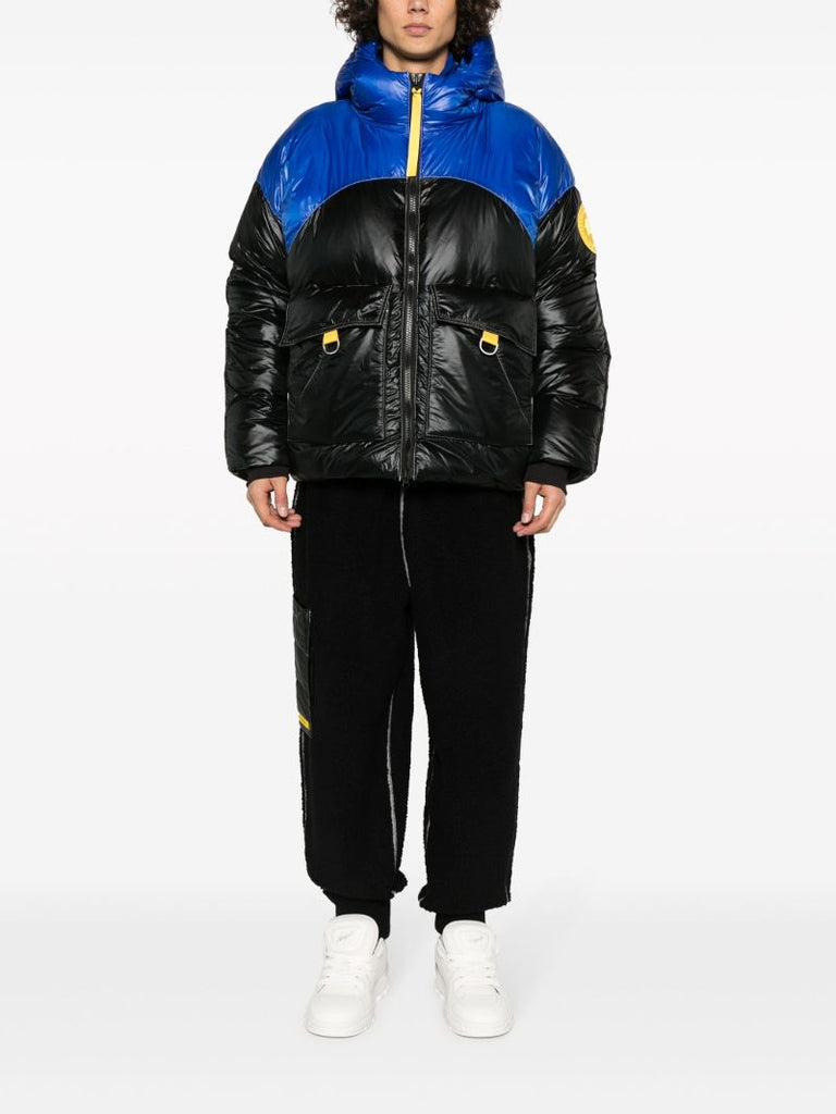 X Pyer Moss Black Cg Disc Puffer 001 Hooded Quilted Jacket