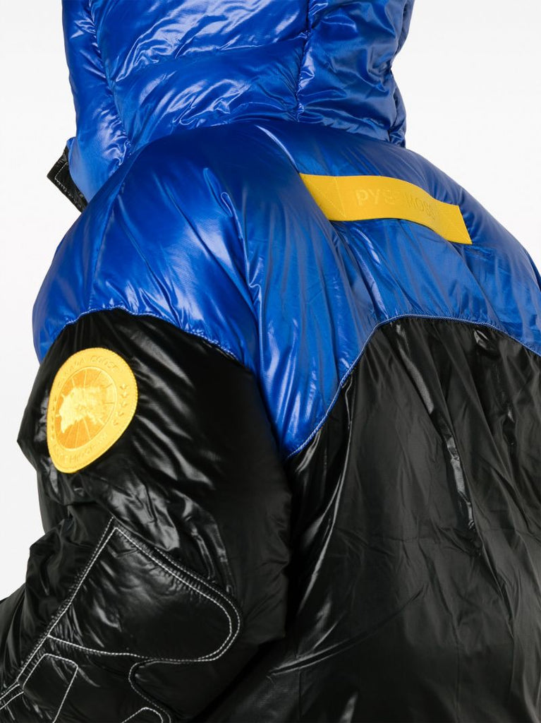 X Pyer Moss Black Cg Disc Puffer 001 Hooded Quilted Jacket