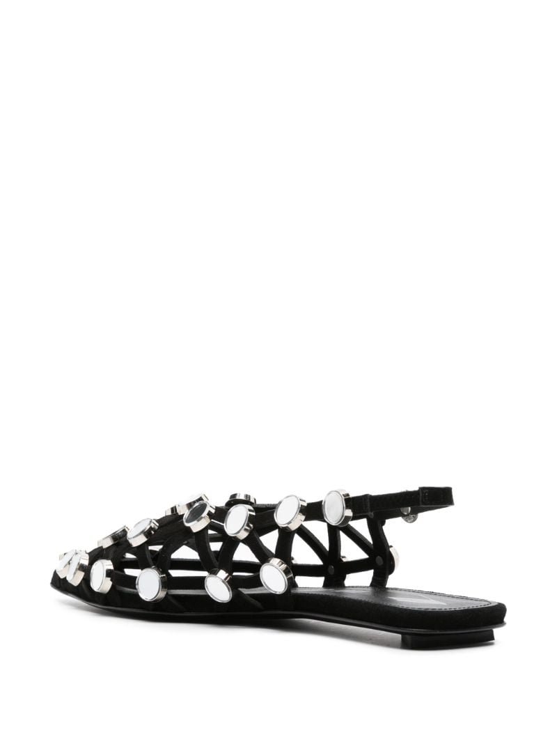 Black Grid Suede Flat Pumps