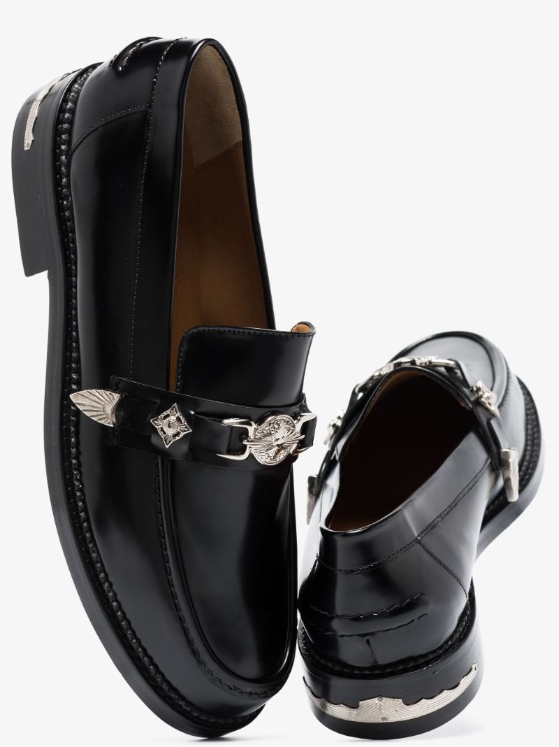 Black Western Leather Loafers