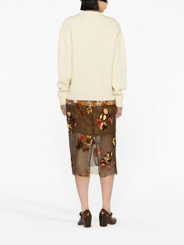 Neutral Painted Foil Cable-knit Wool Sweater