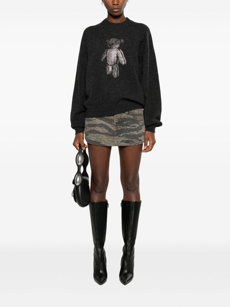Grey Beiress Rhinestone Embellished Sweater
