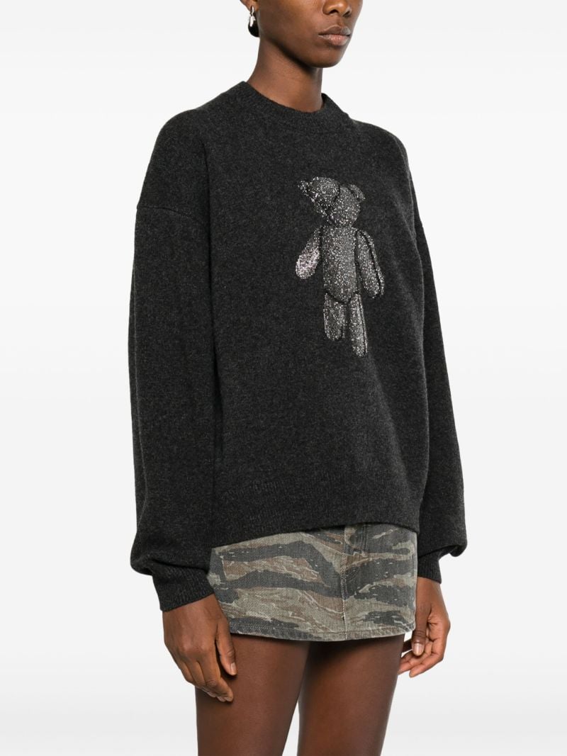 Grey Beiress Rhinestone Embellished Sweater