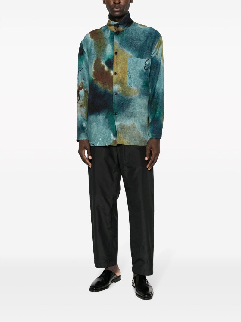 Blue Jacquard Silk-blend Shirt