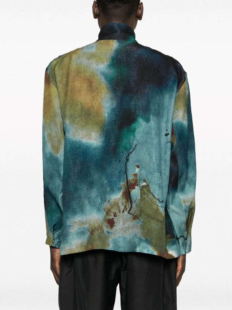 Blue Jacquard Silk-blend Shirt