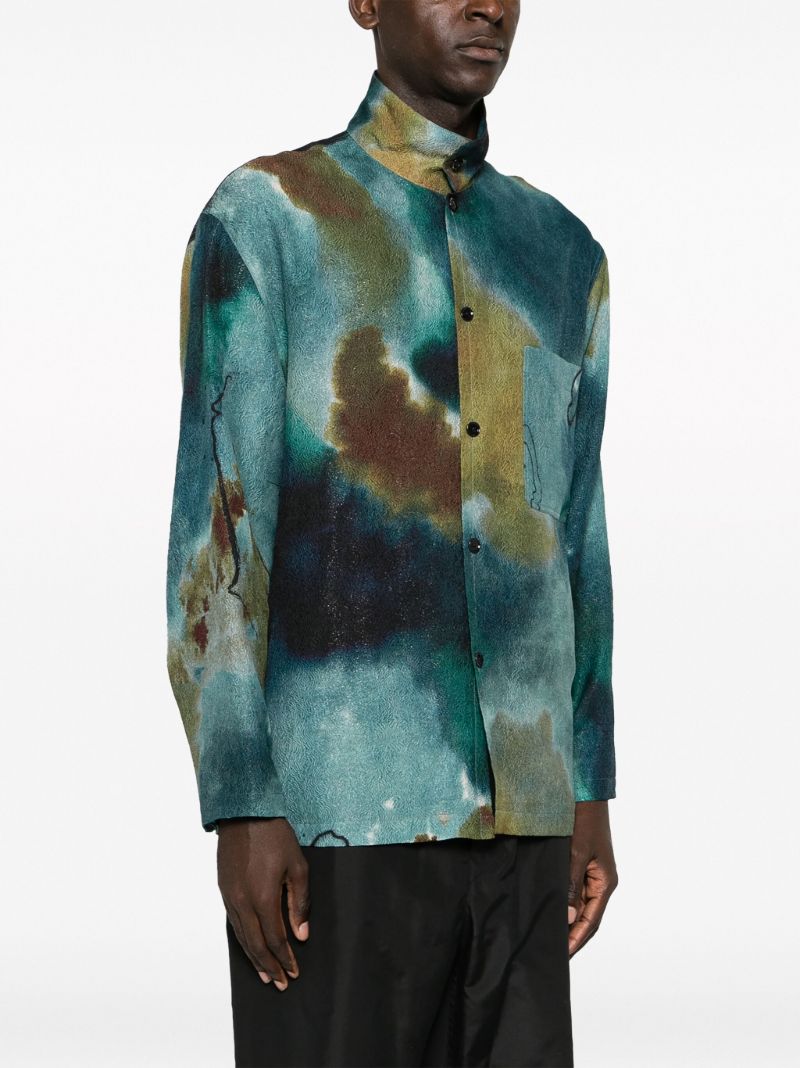 Blue Jacquard Silk-blend Shirt