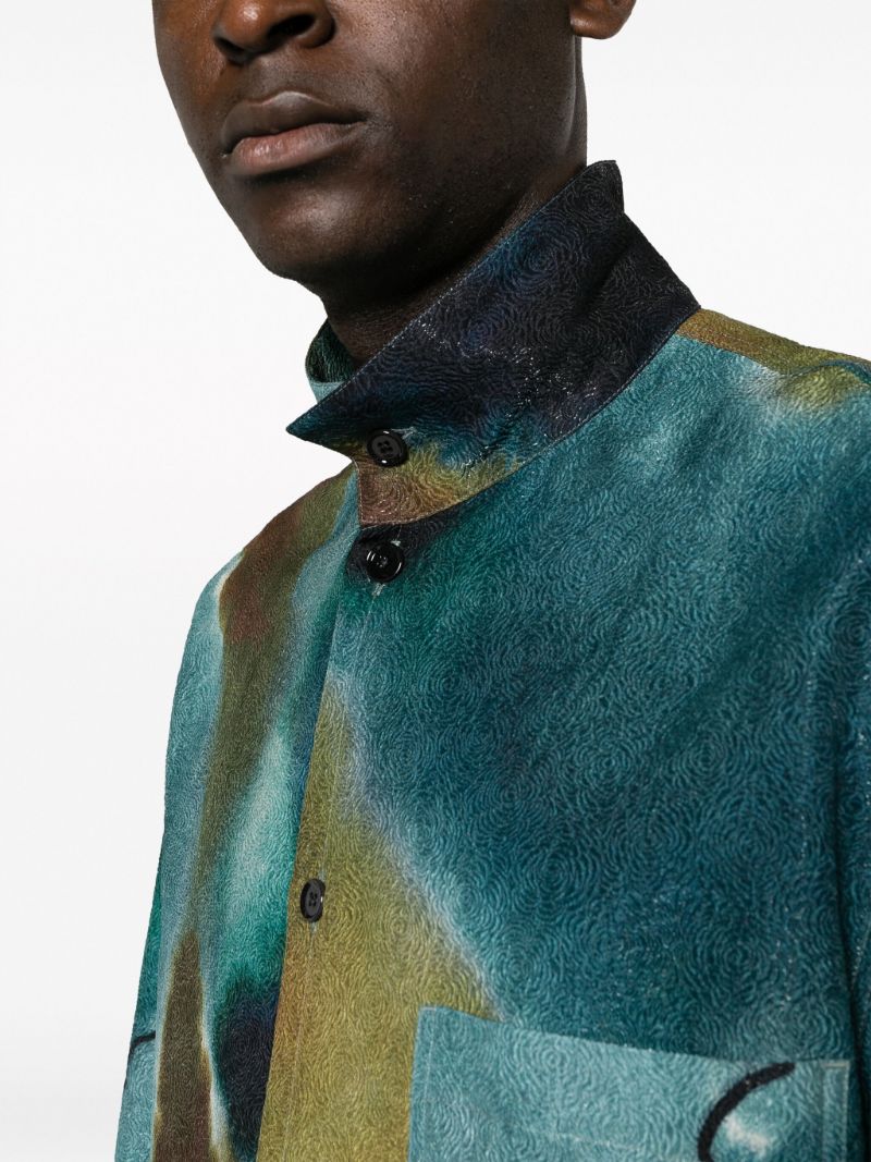Blue Jacquard Silk-blend Shirt