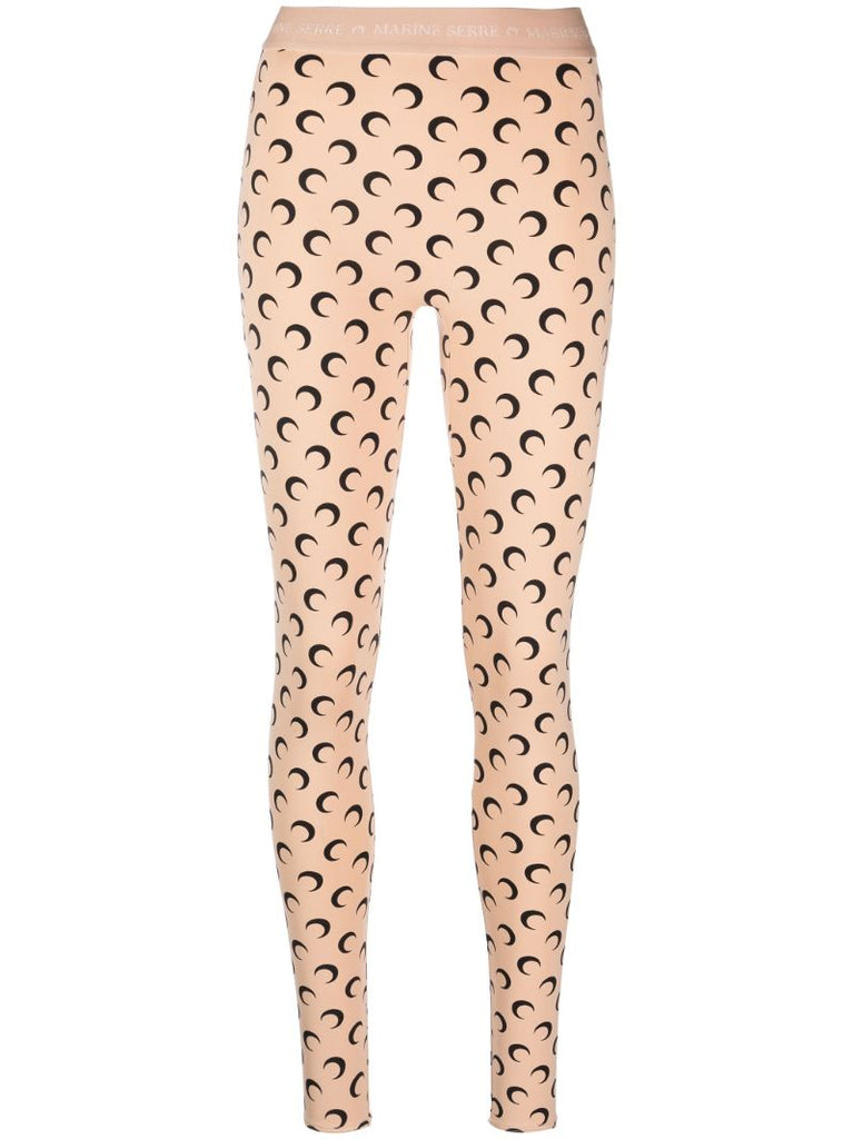 Neutral Fuseaux Moon-print Leggings