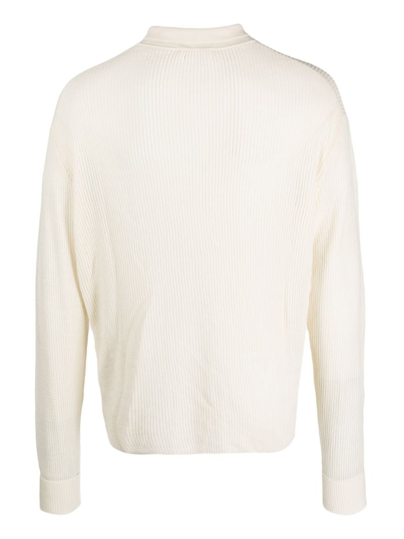 White Paul Ribbed Knit Polo Shirt