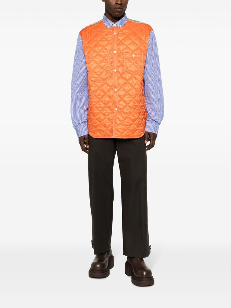 Orange Panelled Quilted Shirt
