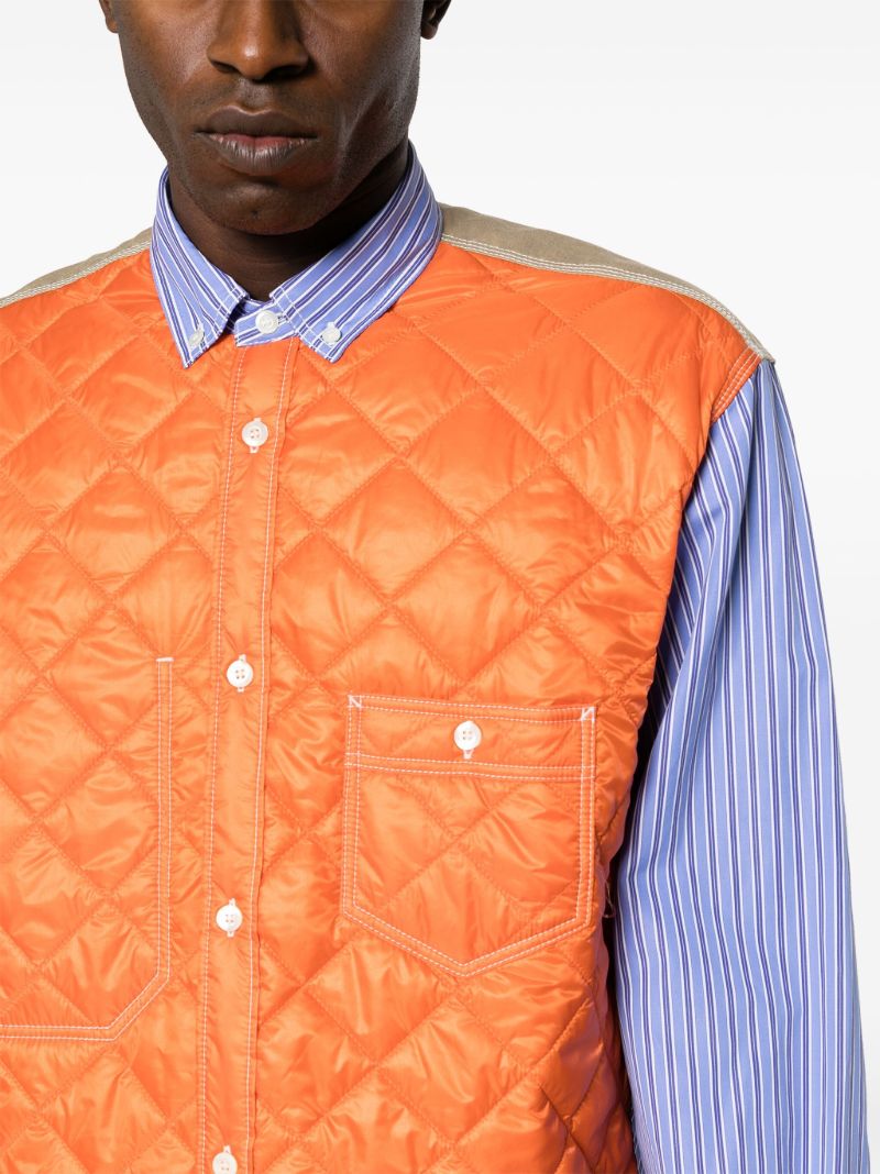 Orange Panelled Quilted Shirt