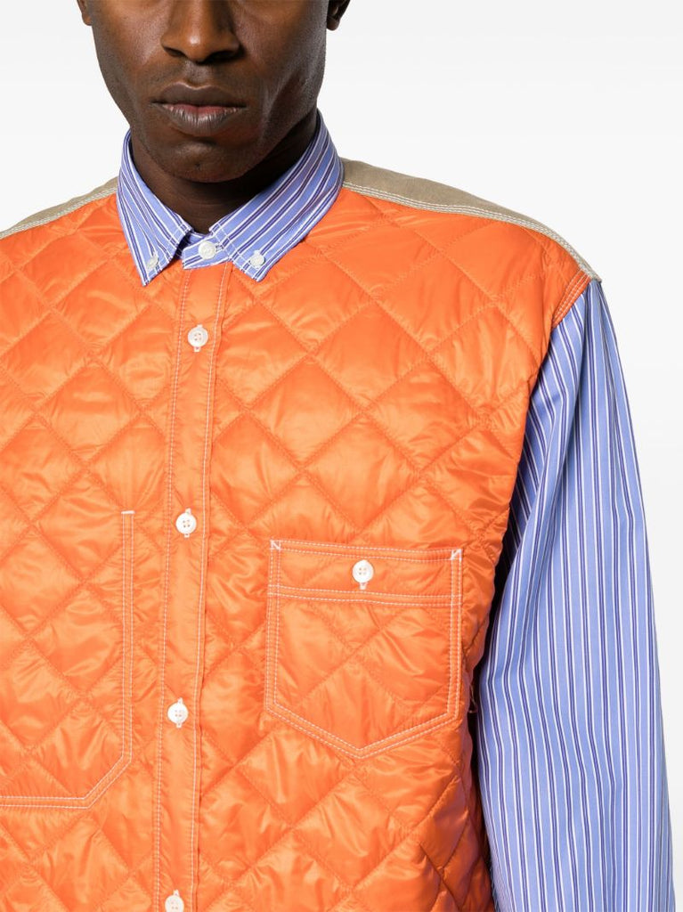 Orange Panelled Quilted Shirt