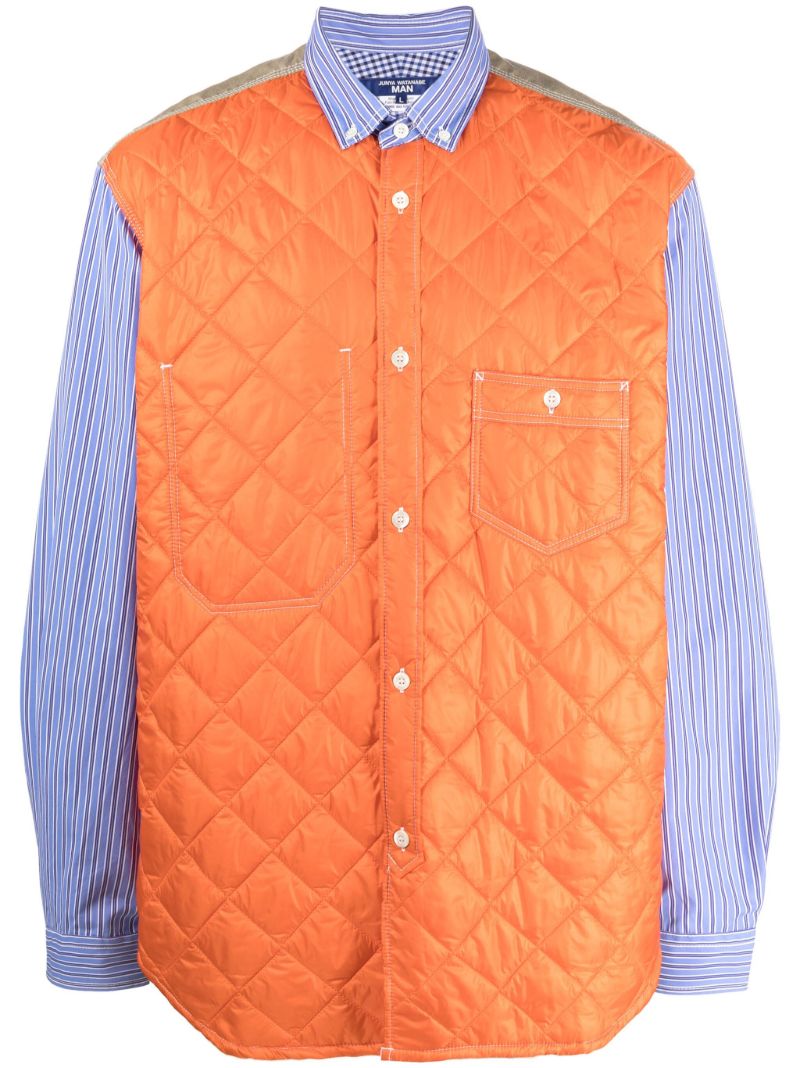 Orange Panelled Quilted Shirt