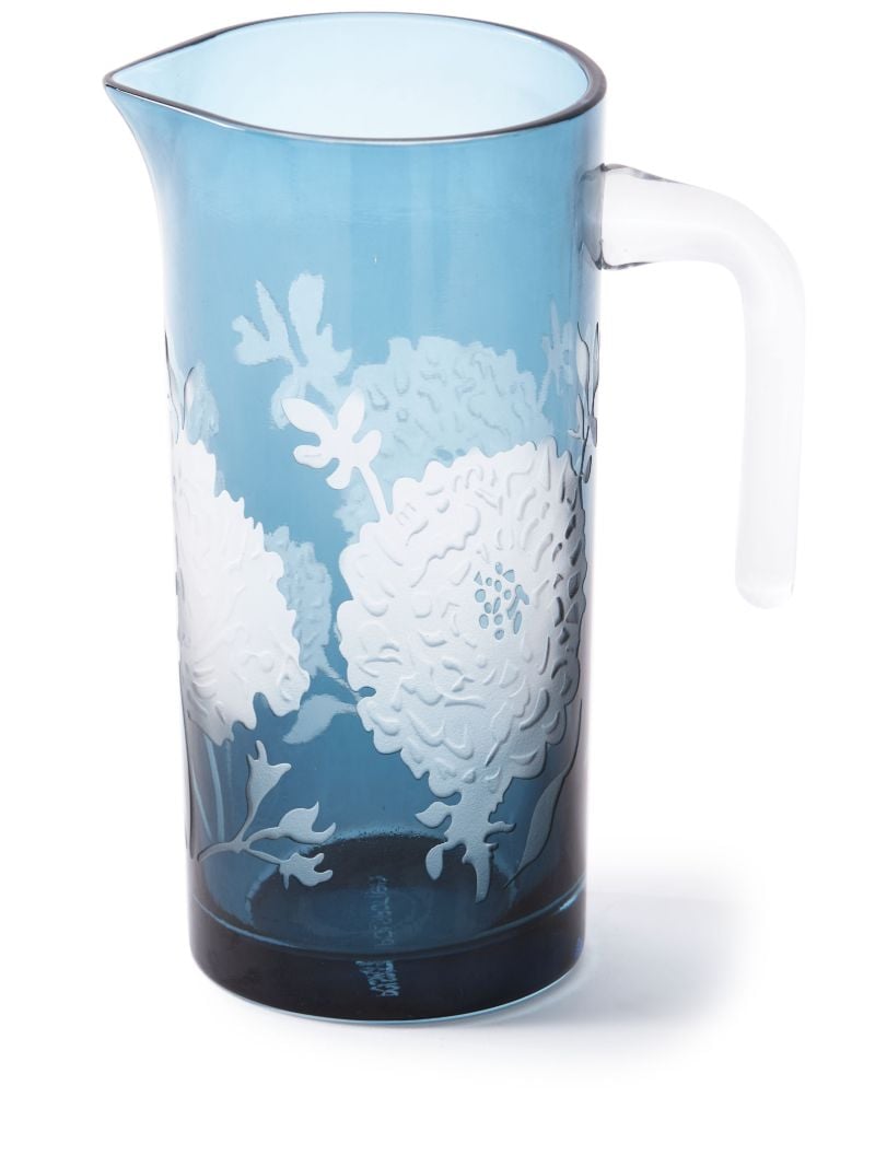 Blue Peony Glass Pitcher