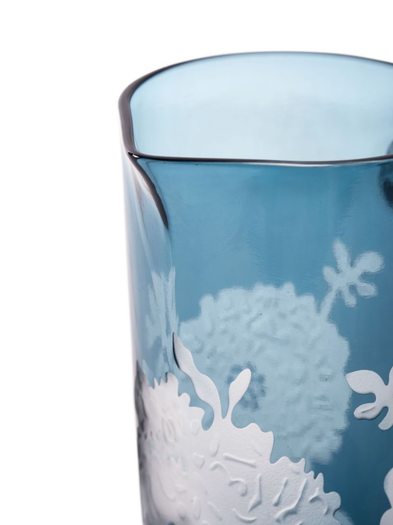 Blue Peony Glass Pitcher