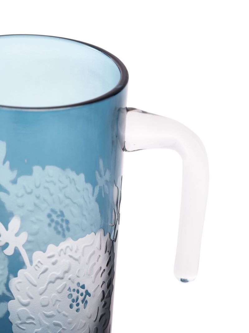 Blue Peony Glass Pitcher