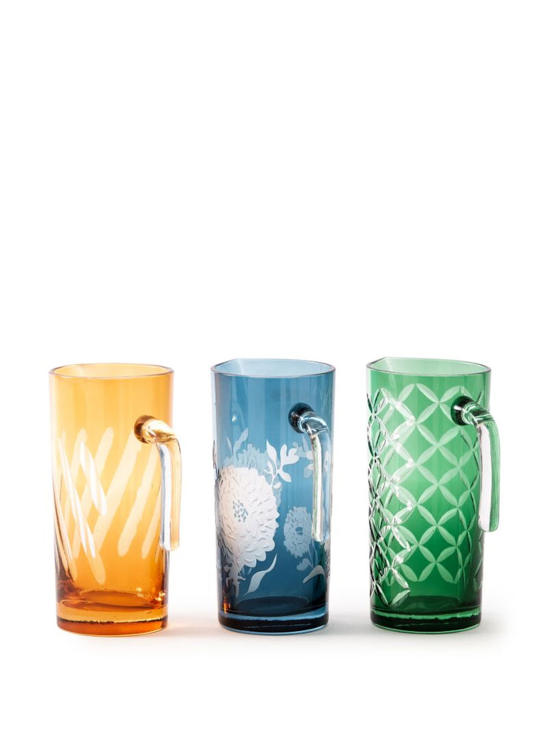 Blue Peony Glass Pitcher