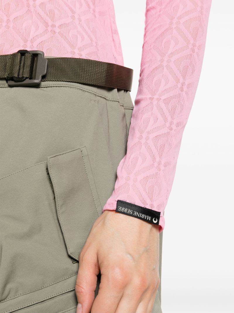 Pink Second Skin Moonogram Mesh Top