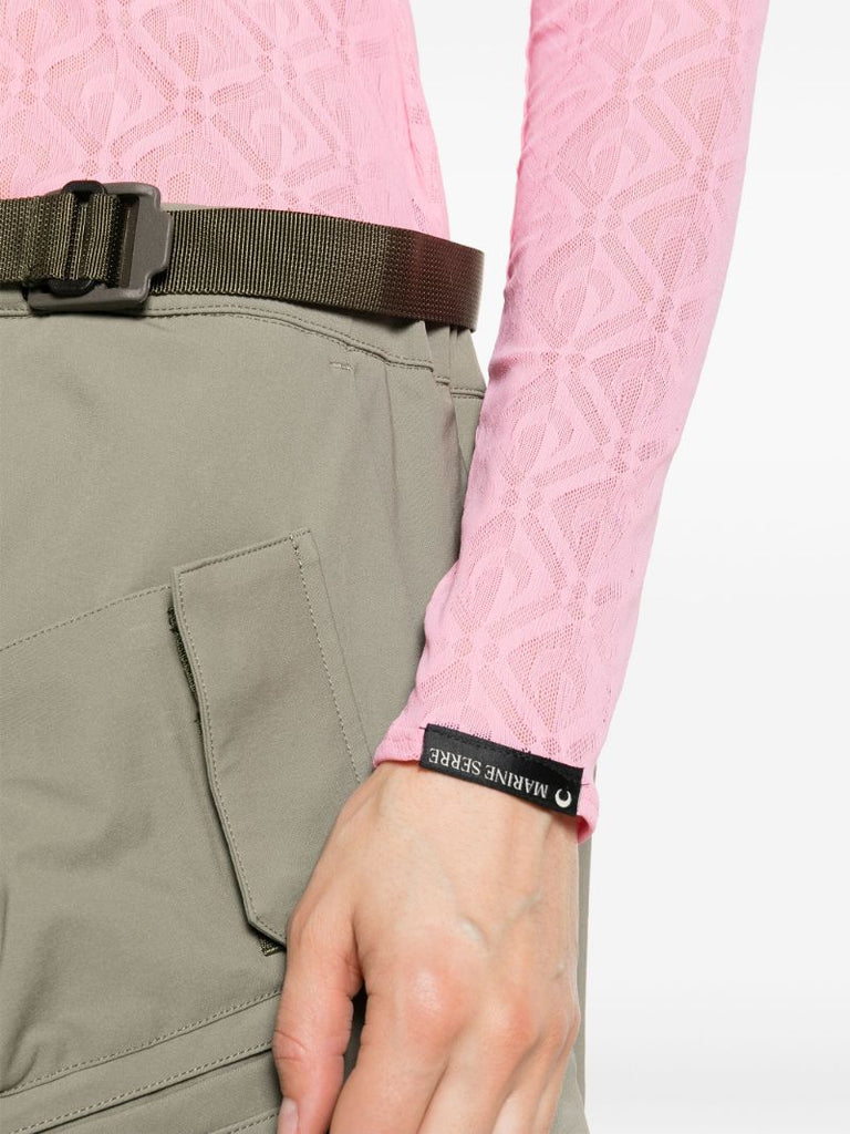 Pink Second Skin Moonogram Mesh Top