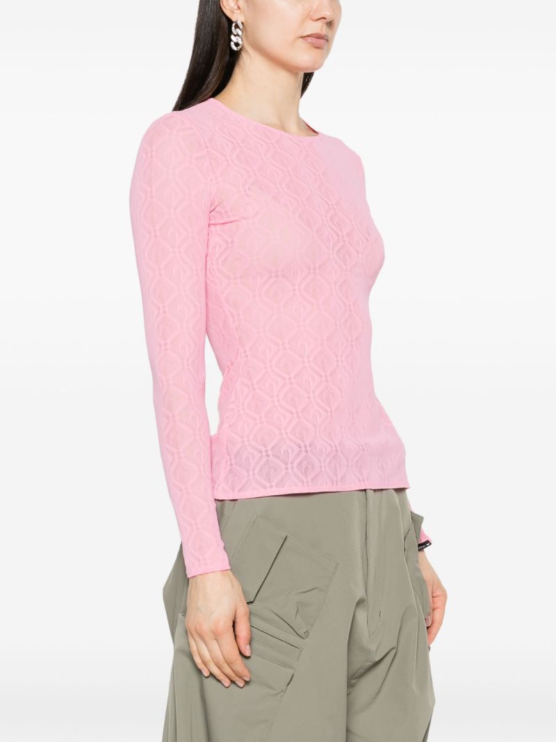 Pink Second Skin Moonogram Mesh Top