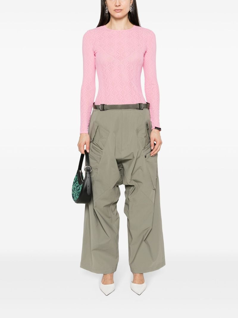 Pink Second Skin Moonogram Mesh Top