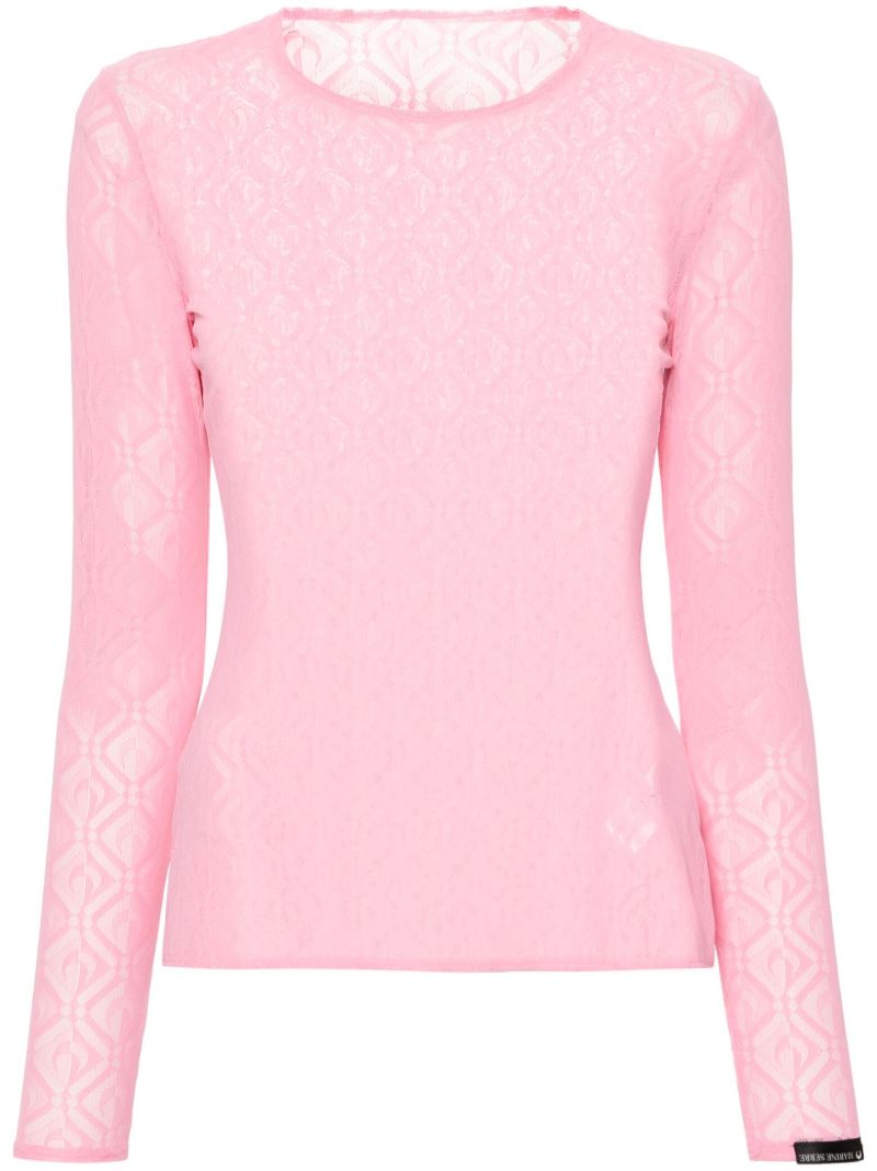 Pink Second Skin Moonogram Mesh Top