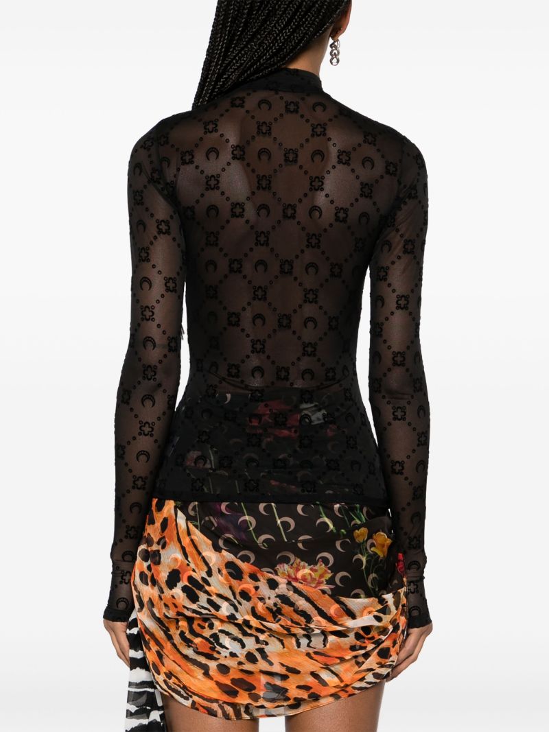 Black Regenerated Moonogram Mesh Top