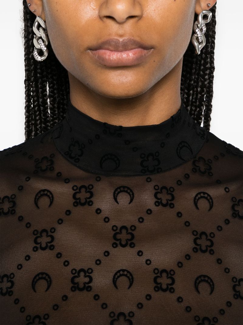 Black Regenerated Moonogram Mesh Top