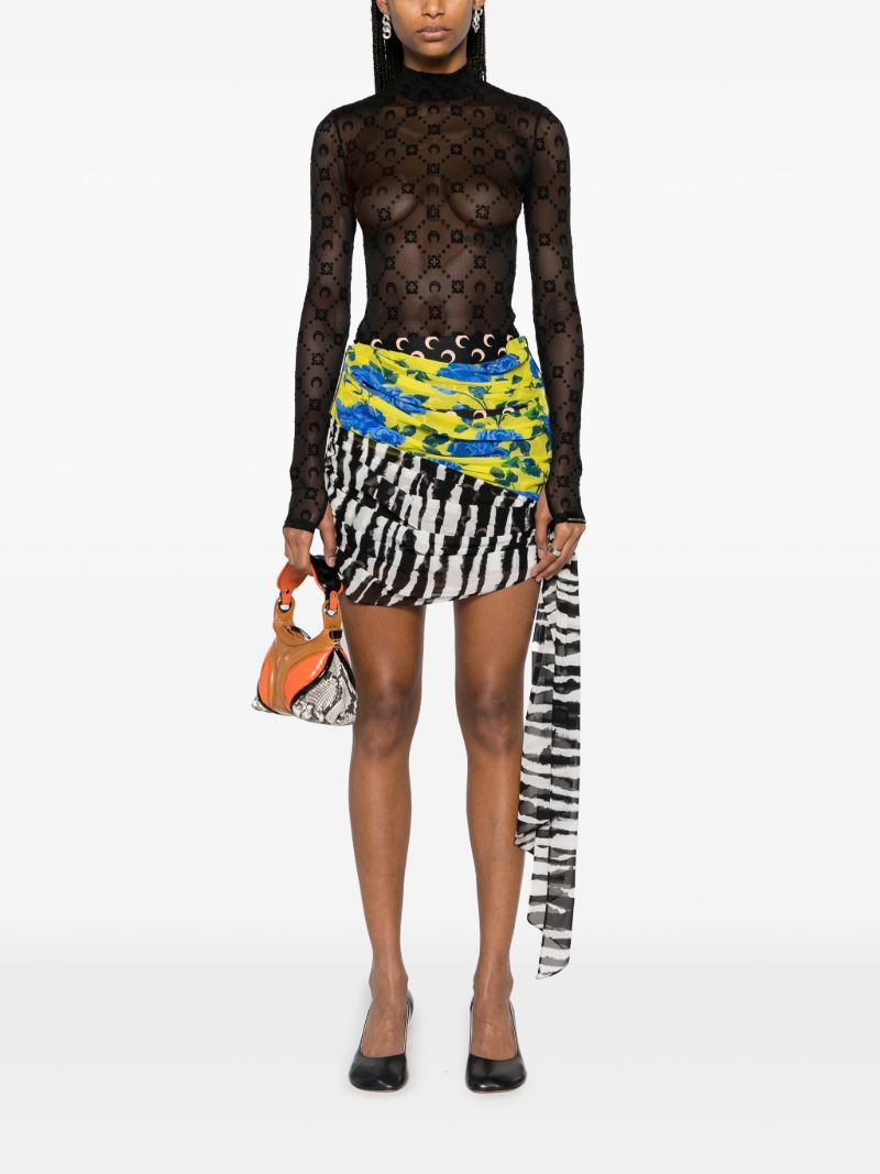 Black Regenerated Moonogram Mesh Top