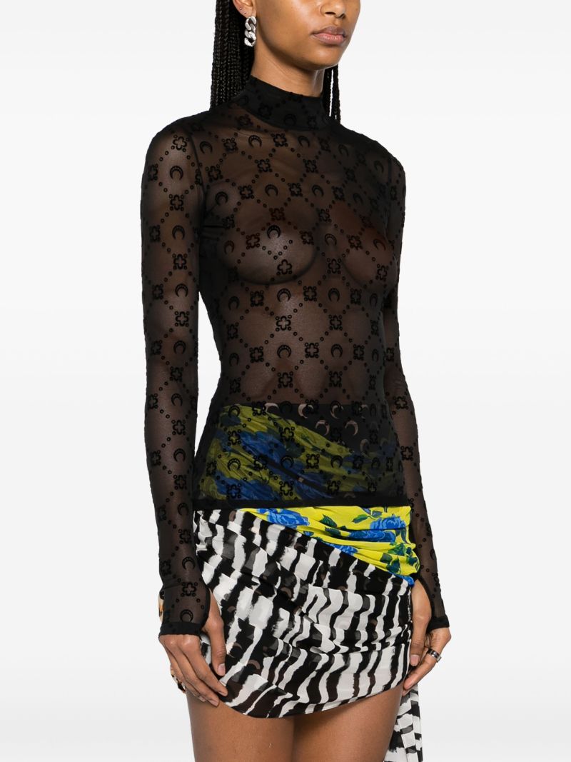 Black Regenerated Moonogram Mesh Top