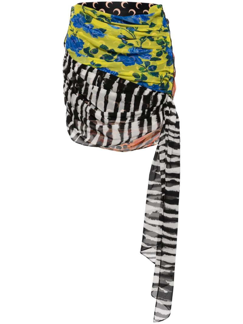 Multicolour Regenerated Scarves Silk Mini Skirt
